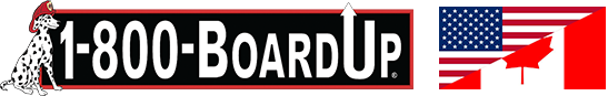 Logo for 1-800BoardUp, a business that works to restore your home after a disaster & emergency .